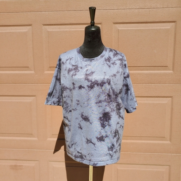 Women's Black and Gray Tie-Dye Casual Oversized T-Shirt Size Medium - Picture 11 of 16